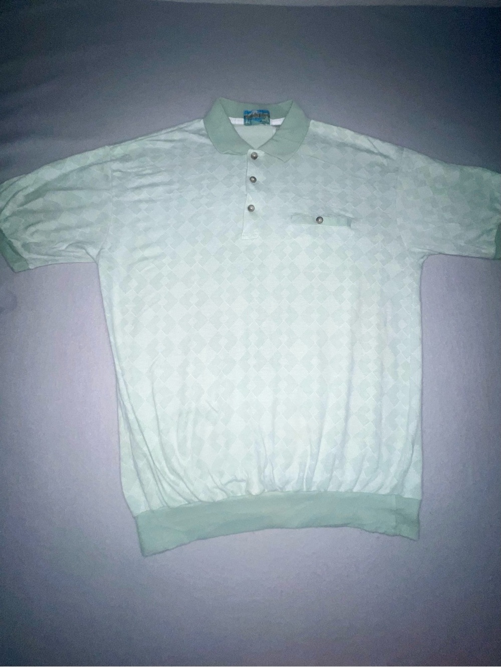 Vintage Timber Ridge Traders Mint Green Textured Polo Shirt Large Short Sleeve